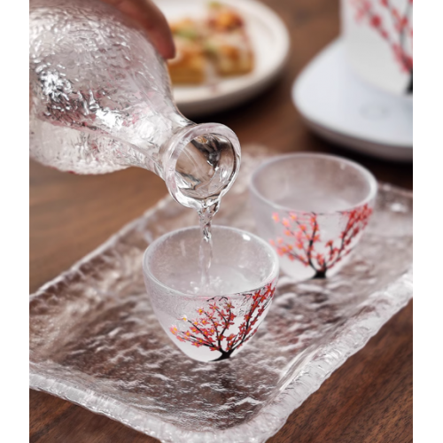 ins樱花玻璃清酒壶清酒杯酒具套装家用烫酒壶一口杯小酒杯酒盅